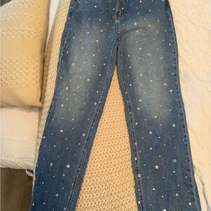 Cello Blue Embellished Rhinestone Jeans Size 9